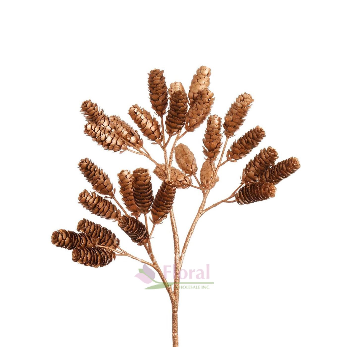 Silk 19" Pinecone Spray Antique Gold Potomac Floral Wholesale